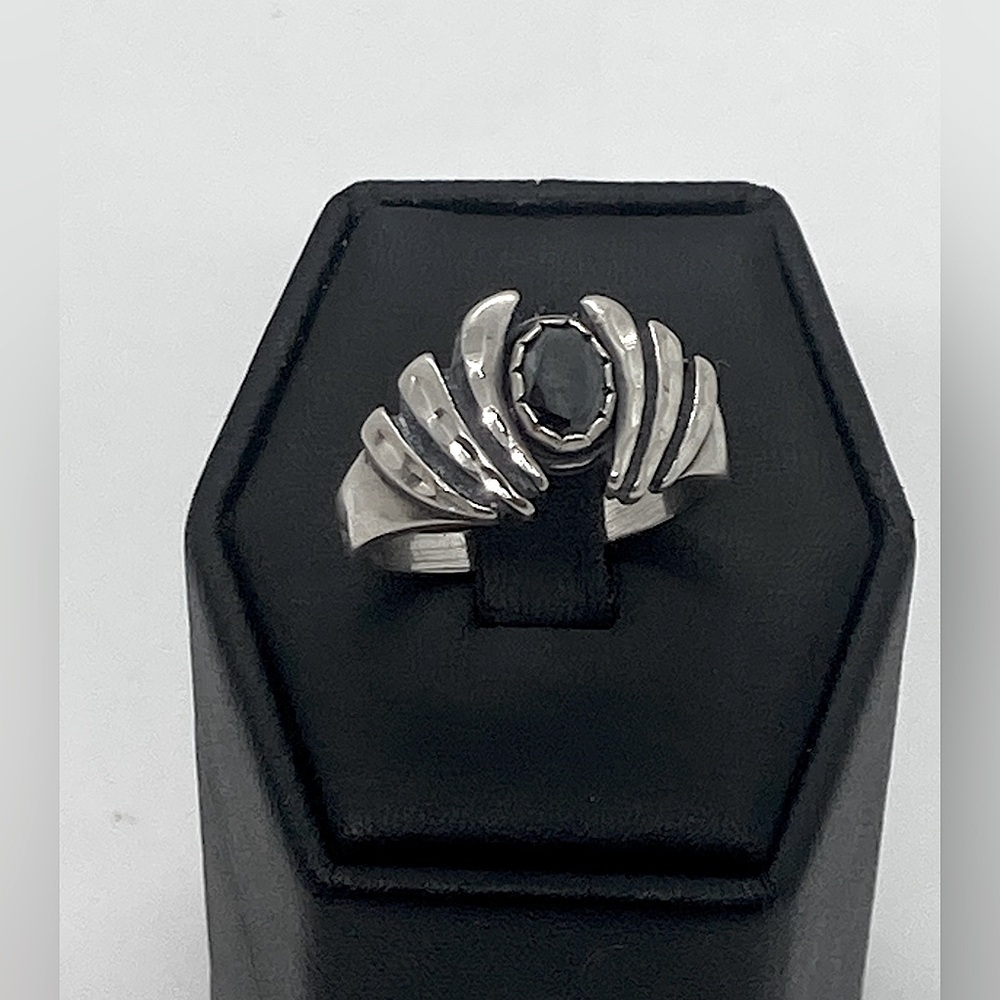 Vtg WM Co Sterling & Hematite Southwestern Style Ring | Sz 7.75